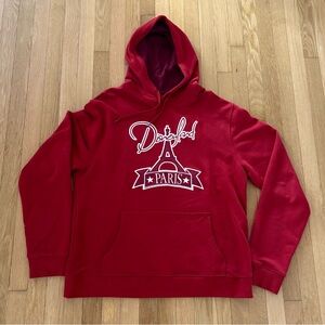 Rare Disneyland Paris Hoodie Eiffel Tower Embroidered XXL Red Disney